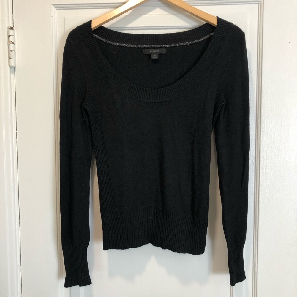 Express. Long sleeve scoop neck black sweater. Med